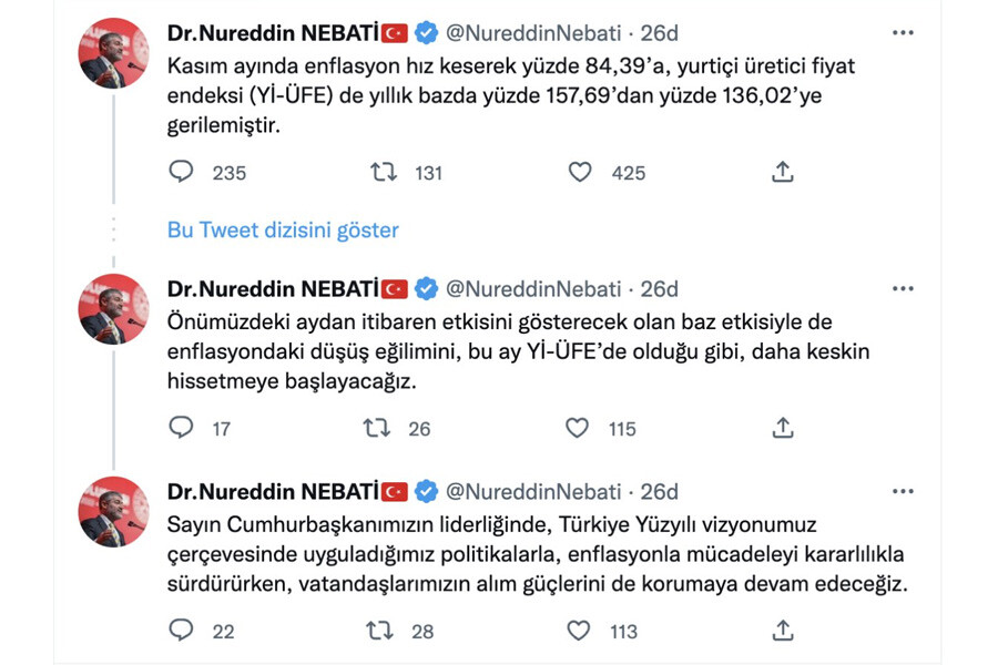Bakan Nebati Kasım enflasyonunu değerlendirdi: Düşüş daha keskin hissedilecek Bakan Nebati Kasım enflasyonunu değerlendirdi: Düşüş daha keskin hissedilecek