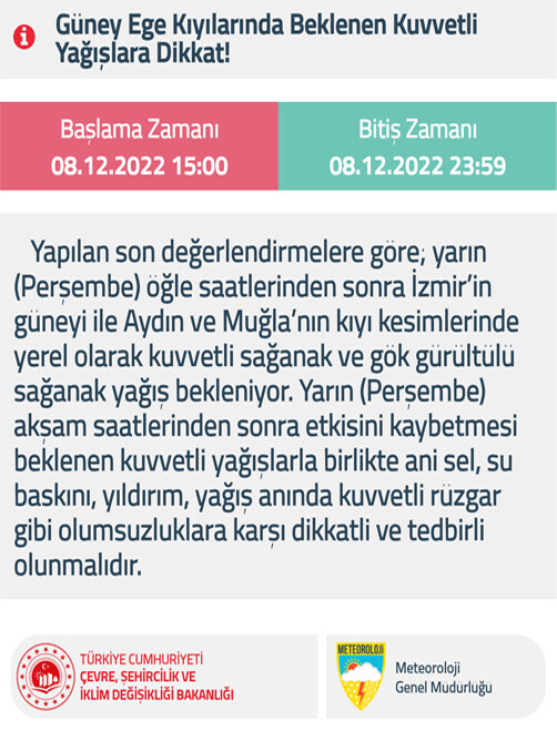 Yarına dikkat! Meteoroloji'de kuvvetli yağış uyarısı Yarına dikkat! Meteoroloji'de kuvvetli yağış uyarısı
