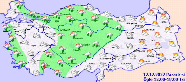 Sıcaklıklar 4 derece birden düşüyor… Meteoroloji’den çifte uyarı! Sağanak ve fırtına geliyor (12 Aralık hava durumu) Sıcaklıklar 4 derece birden düşüyor… Meteoroloji’den çifte uyarı! Sağanak ve fırtına geliyor (12 Aralık hava durumu)
