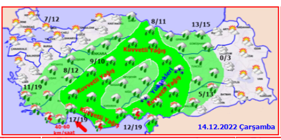 Dikkat! Meteoroloji saat verip uyardı: 48 ilde şiddetli sağanak alarmı (14 Aralık 2022 hava durumu)