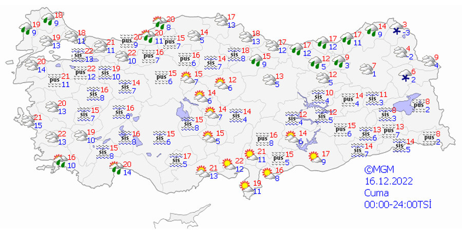 Dikkat! Meteoroloji il il uyardı: Kar, sağanak, sis, pus... (16 Aralık 2022 hava durumu)
