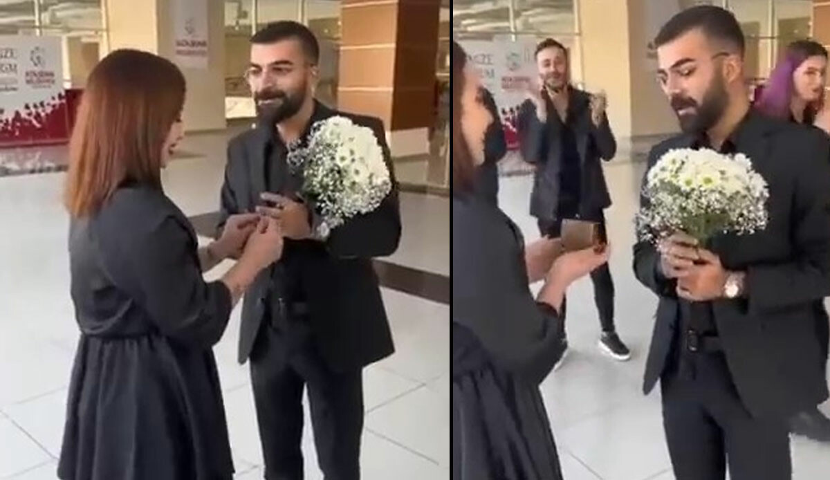 Bu evlilik teklifi başka! Roller değişti, bu kez kadın diz çöktü