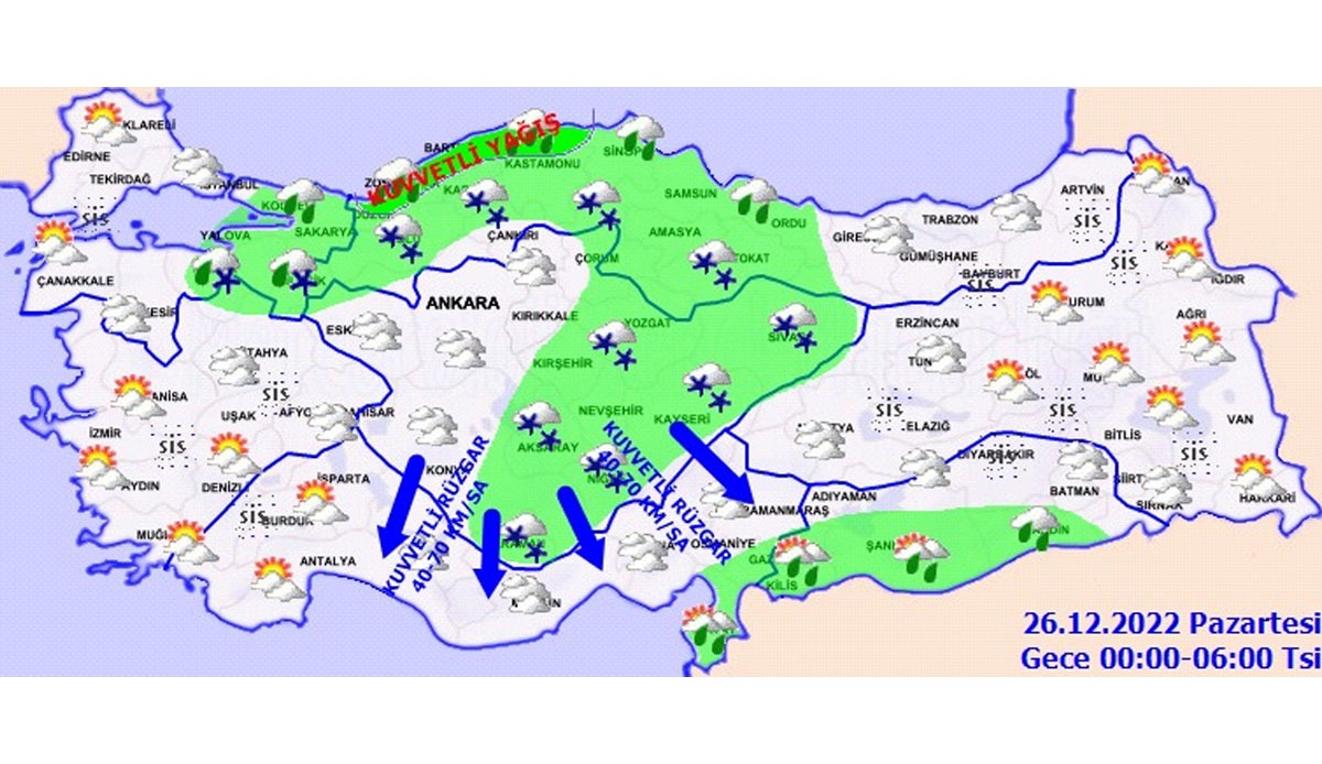 Meteoroloji’den 6 il için sarı kodlu uyarı: Kar ve sağanak geliyor! Bugün (25 Aralık Pazar) hava nasıl olacak, yağmur var mı?