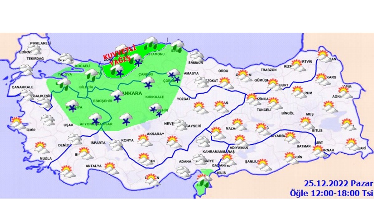 Meteoroloji’den 6 il için sarı kodlu uyarı: Kar ve sağanak geliyor! Bugün (25 Aralık Pazar) hava nasıl olacak, yağmur var mı?