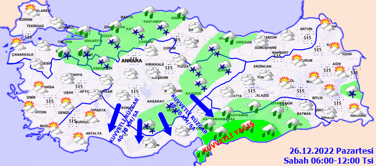 Bugün hava nasıl olacak? Meteoroloji’den çifte uyarı: Kuvvetli geliyor (26 Aralık 2022 hava durumu)