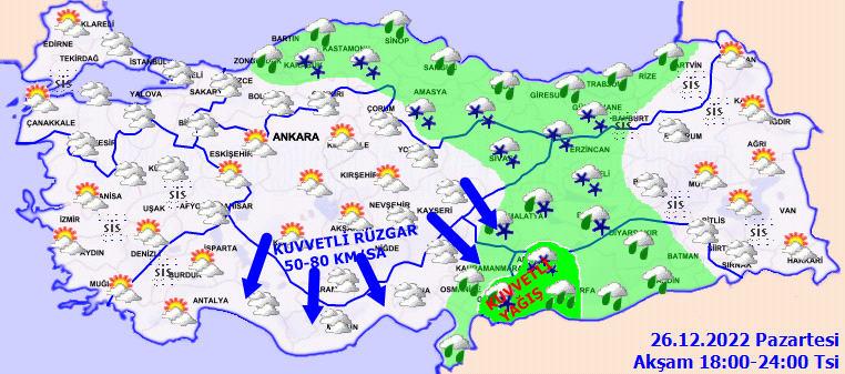 Bugün hava nasıl olacak? Meteoroloji’den çifte uyarı: Kuvvetli geliyor (26 Aralık 2022 hava durumu)