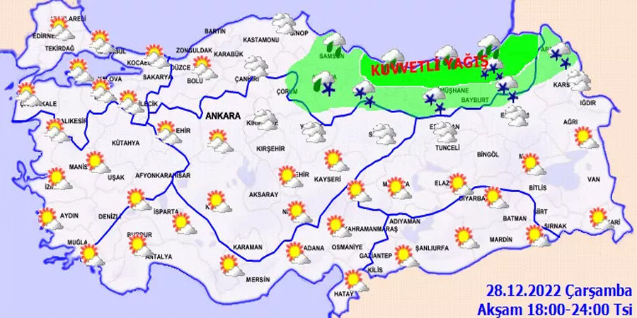 Meteoroloji saat verdi... Kuvvetli kar yağışına dikkat! (28 Aralık 2022 hava durumu) Meteoroloji saat verdi... Kuvvetli kar yağışına dikkat! (28 Aralık 2022 hava durumu)