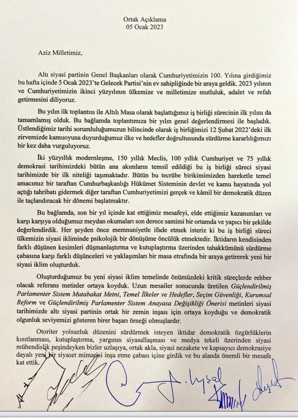 6'lı masa aday görüşmeleri için start verdi 6'lı masa aday görüşmeleri için start verdi