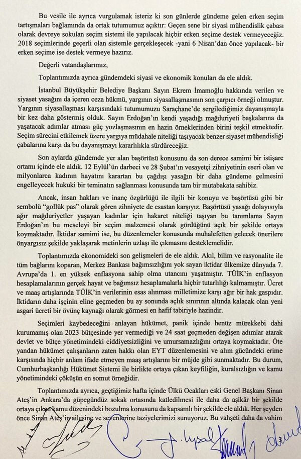 6'lı masa aday görüşmeleri için start verdi 6'lı masa aday görüşmeleri için start verdi