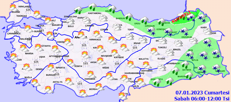 Meteoroloji’den ‘sarı kodlu’ uyarı: Kıyılarda sağanak iç kesimlerde kar! (7 Ocak 2023 Cumartesi hava durumu)