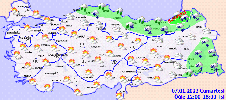 Meteoroloji’den ‘sarı kodlu’ uyarı: Kıyılarda sağanak iç kesimlerde kar! (7 Ocak 2023 Cumartesi hava durumu)