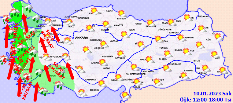 Meteoroloji’den 15 il için sarı ve turuncu kodlu uyarı: Şiddetli sağanak ve fırtına geliyor (10 Ocak 2023 hava durumu) Meteoroloji’den 15 il için sarı ve turuncu kodlu uyarı: Şiddetli sağanak ve fırtına geliyor (10 Ocak 2023 hava durumu)