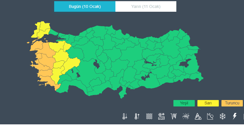 Meteoroloji’den 15 il için sarı ve turuncu kodlu uyarı: Şiddetli sağanak ve fırtına geliyor (10 Ocak 2023 hava durumu)