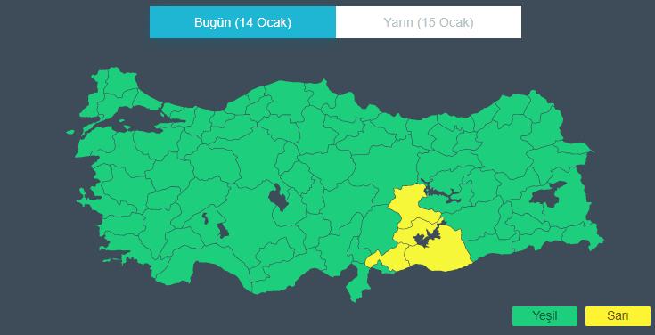 Meteoroloji’den 4 ile sarı kodlu uyarı: Kuvvetli sağanak ve kar yağışı etkili olacak  (14 Ocak  2023 hava durumu)