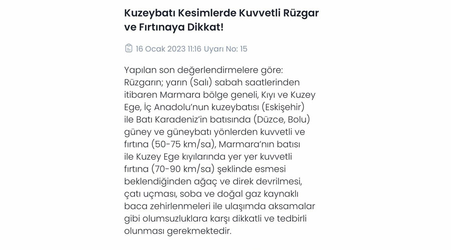 Salı gününden itibaren başlıyor… Marmara Bölgesi için fırtına uyarısı: Rüzgarın hızı 90 km’ye çıkacak! Salı gününden itibaren başlıyor… Marmara Bölgesi için fırtına uyarısı: Rüzgarın hızı 90 km’ye çıkacak!