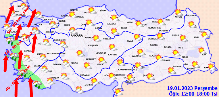 Meteoroloji’den 20 ile turuncu ve sarı kodlu uyarı: Fırtına geliyor! (19 Ocak 2023 hava durumu)