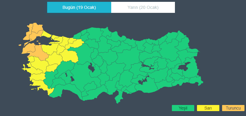 Meteoroloji’den 20 ile turuncu ve sarı kodlu uyarı: Fırtına geliyor! (19 Ocak 2023 hava durumu)