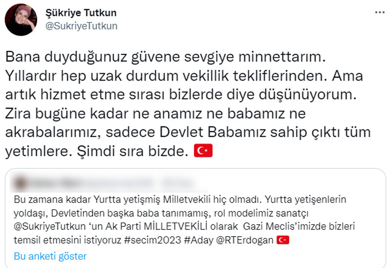 Ünlü sanatçı “Şimdi sıra bizde” diyerek AK Parti milletvekilliğine yeşil ışık yaktı Ünlü sanatçı “Şimdi sıra bizde” diyerek AK Parti milletvekilliğine yeşil ışık yaktı