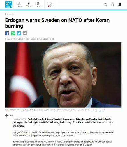 Erdoğan'ın İsveç sözleri dünya basınında: France 24'ten skandal algı Erdoğan'ın İsveç sözleri dünya basınında: France 24'ten skandal algı