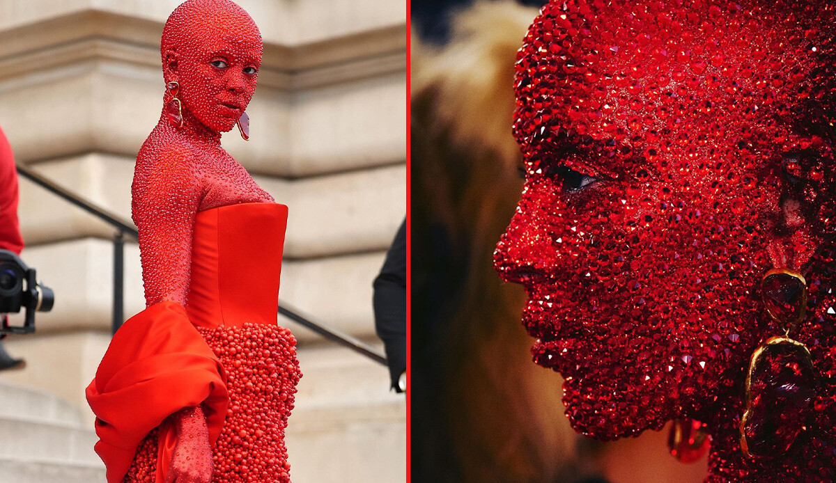 Baştan aşağı kırmızıya büründü, dünyaca ünlü şarkıcıyı görenler şaşkına döndü