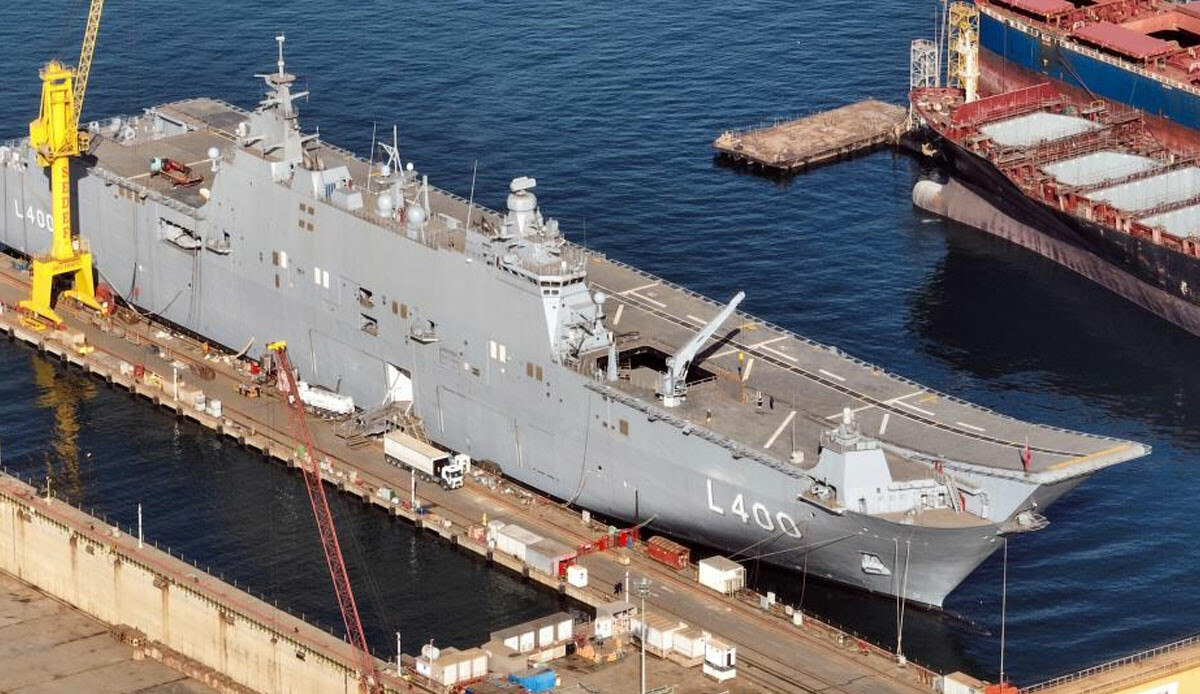 Geri sayım başladı… Dünyanın ilk SİHA gemisi TCG Anadolu havadan görüntülendi!