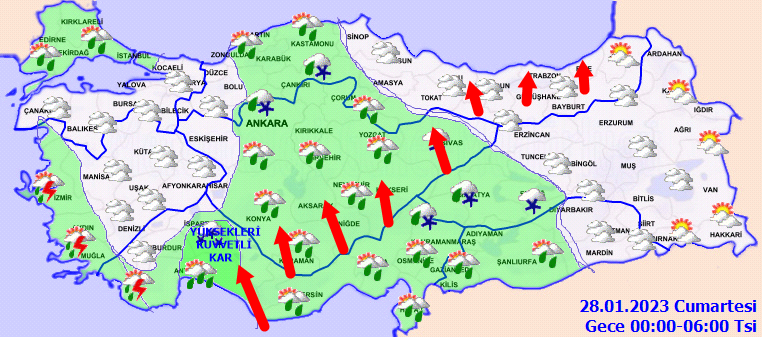 Meteoroloji’den 21 il için sarı ve turuncu kodlu uyarı: Çok kuvvetli ve şiddetli olacak! (27 Ocak 2023 hava durumu)