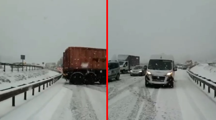 Kar kazayı beraberinde getirdi… İstanbul yolu trafiğe kapandı! Kar kazayı beraberinde getirdi… İstanbul yolu trafiğe kapandı!