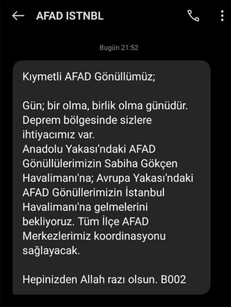 AFAD'dan acil kodlu çağrı! Gönüllülere tek tek mesaj atıldı AFAD'dan acil kodlu çağrı! Gönüllülere tek tek mesaj atıldı