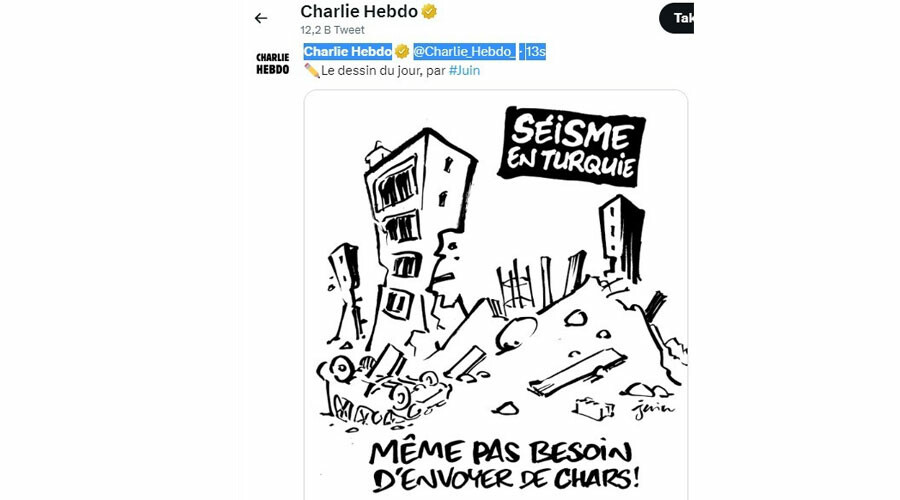 Fransız dergi Charlie Hebdo’dan skandal 'Türkiye' karikatürü: Depremle alay etti