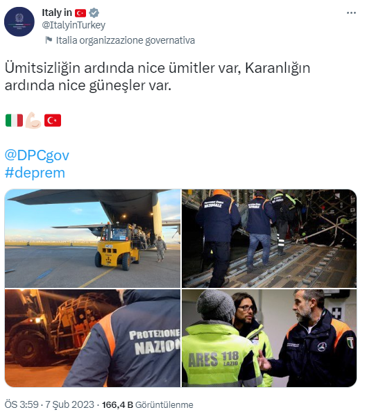 İtalya'dan vefa! Türkiye'nin mesajıyla destek verdi: Karanlığın ardında nice güneşler var