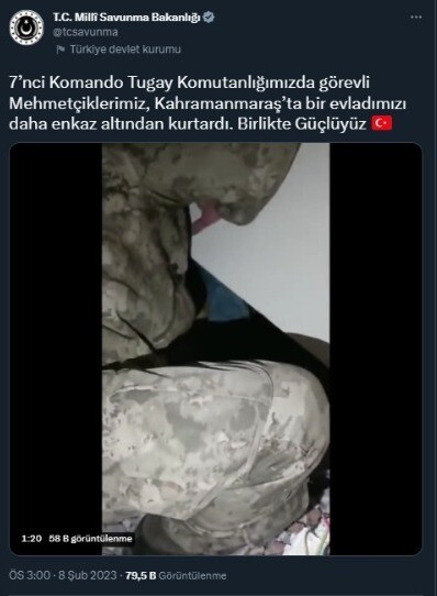 Mehmetçik deprem bölgesinde! Kahramanmaraş’ta Komandolar bir kişiyi daha enkaz altından kurtardı