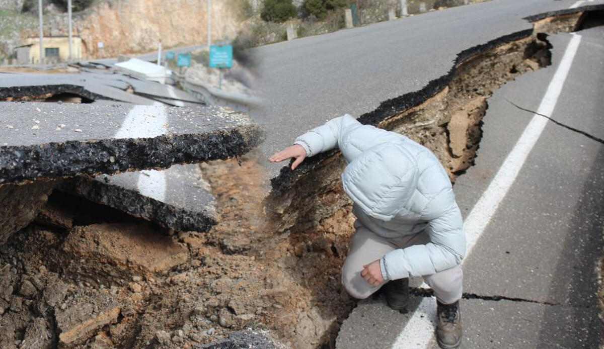 Baraj yolunda korkunç görüntüler! Asfalt ortadan ikiye ayrıldı, 50 santimlik yarıklar oluştu