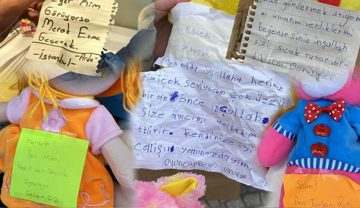 Kimi montunu, kimi oyuncağını gönderdi: Miniklerin depremzedelere arkadaşlarına yolladığı mesajlar yürekleri ısıttı