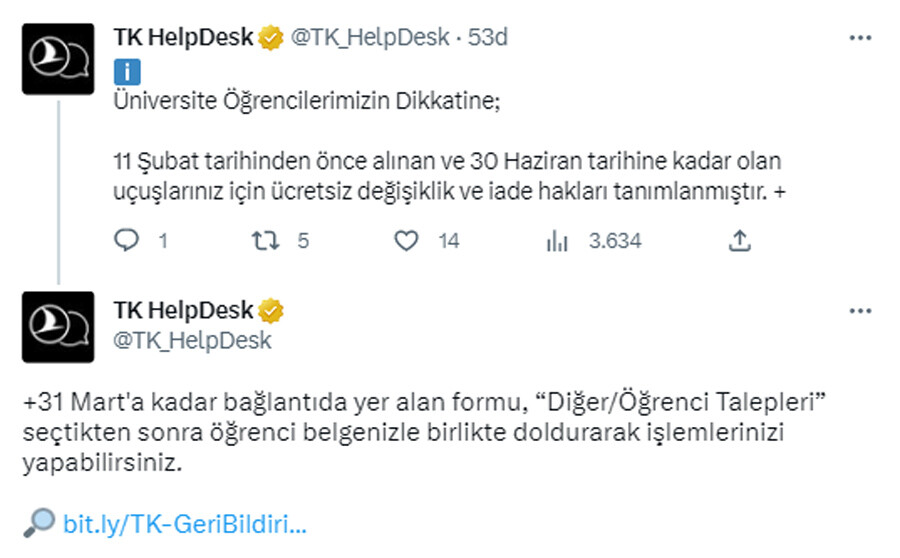 THY'den bilet iade ve değişim hakkı! Sadece üniversite öğrencileri yararlanabilecek THY'den bilet iade ve değişim hakkı! Sadece üniversite öğrencileri yararlanabilecek