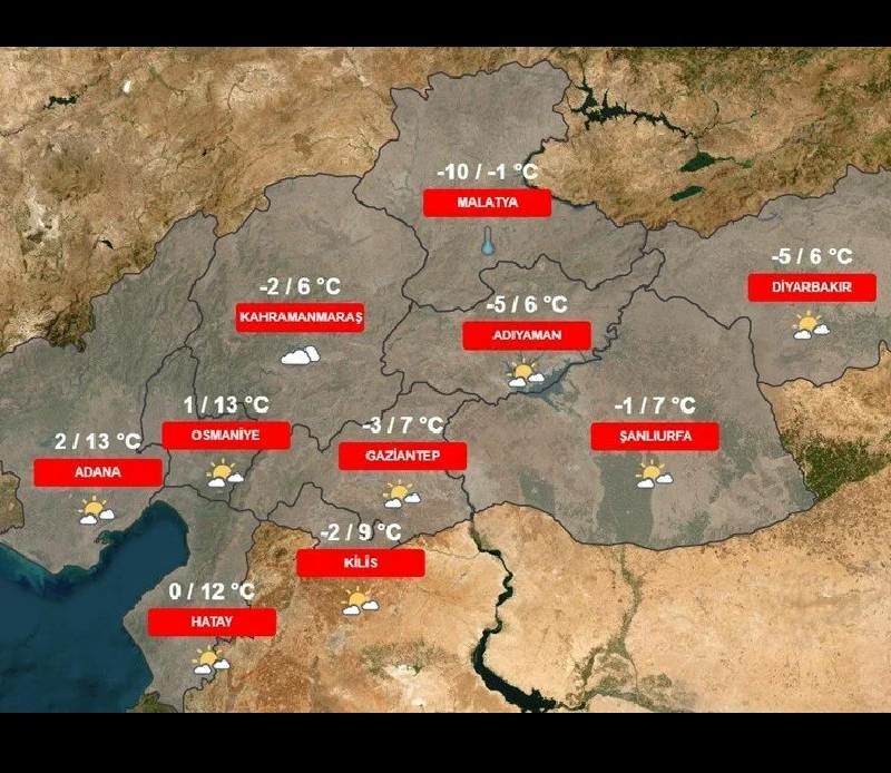 Deprem bölgelerinde hava durumu nasıl? İşte 14-17 Şubat Kahramanmaraş, Hatay, Malatya, Kilis, Diyarbakır, Adana, Osmaniye, Gaziantep, Şanlıurfa, Adıyaman hava durumu raporu Deprem bölgelerinde hava durumu nasıl? İşte 14-17 Şubat Kahramanmaraş, Hatay, Malatya, Kilis, Diyarbakır, Adana, Osmaniye, Gaziantep, Şanlıurfa, Adıyaman hava durumu raporu