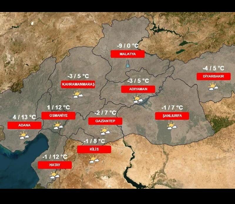 Deprem bölgelerinde hava durumu nasıl? İşte 14-17 Şubat Kahramanmaraş, Hatay, Malatya, Kilis, Diyarbakır, Adana, Osmaniye, Gaziantep, Şanlıurfa, Adıyaman hava durumu raporu Deprem bölgelerinde hava durumu nasıl? İşte 14-17 Şubat Kahramanmaraş, Hatay, Malatya, Kilis, Diyarbakır, Adana, Osmaniye, Gaziantep, Şanlıurfa, Adıyaman hava durumu raporu