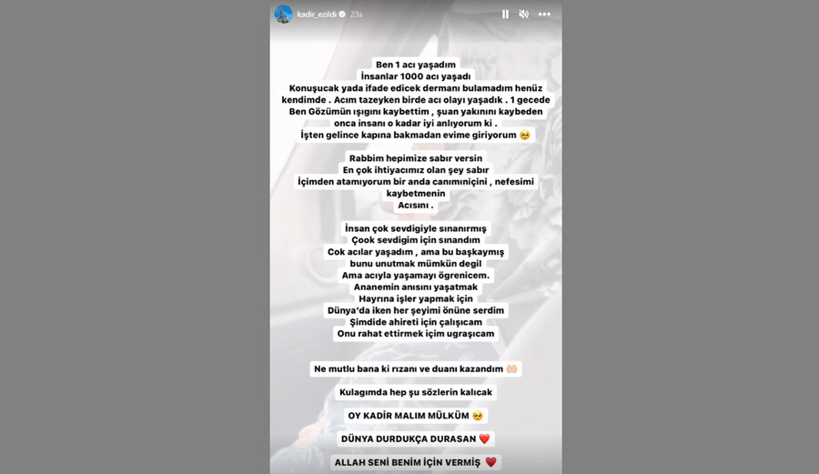 Sözleri okuyan herkesi duygulandırdı… ‘Bir gecede ben gözümün ışığını kaybettim’