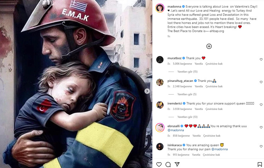 Madonna deprem felaketini yaşayan Türkiye için sessiz kalmadı, bağış çağrısı yaptı Madonna deprem felaketini yaşayan Türkiye için sessiz kalmadı, bağış çağrısı yaptı