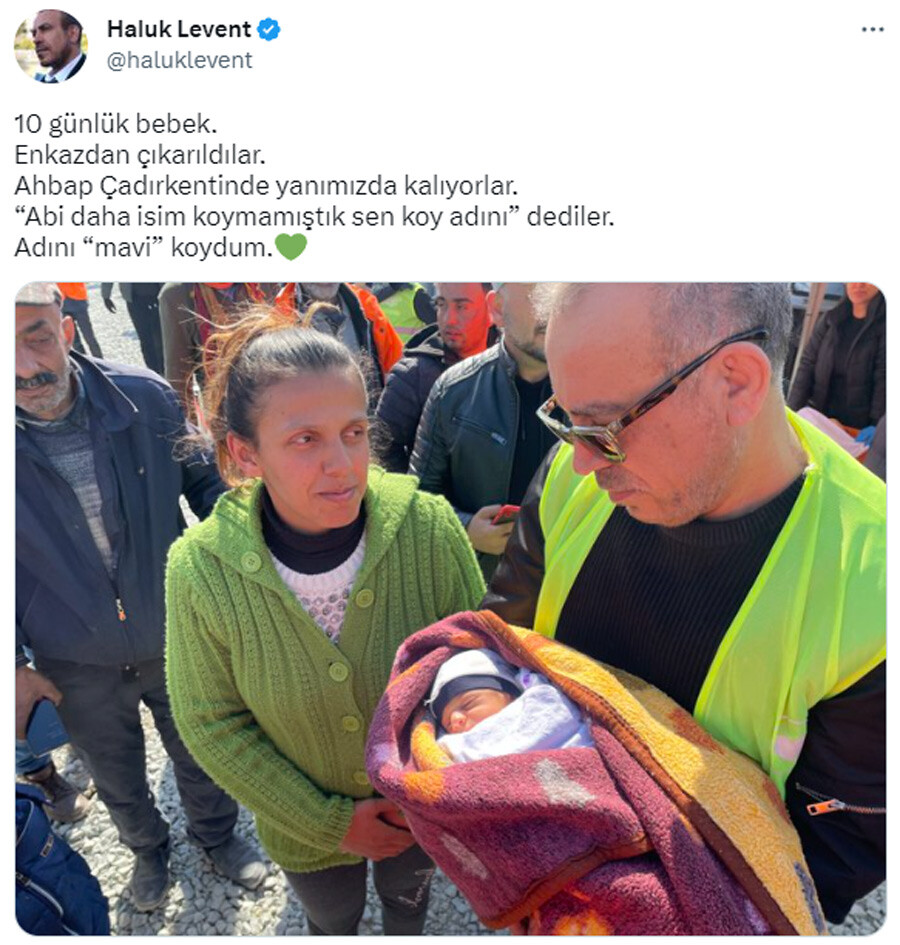 Haluk Levent enkazdan çıkarılan 10 günlük bebeğe isim verdi, ilk yorum Hande Erçel’den geldi Haluk Levent enkazdan çıkarılan 10 günlük bebeğe isim verdi, ilk yorum Hande Erçel’den geldi