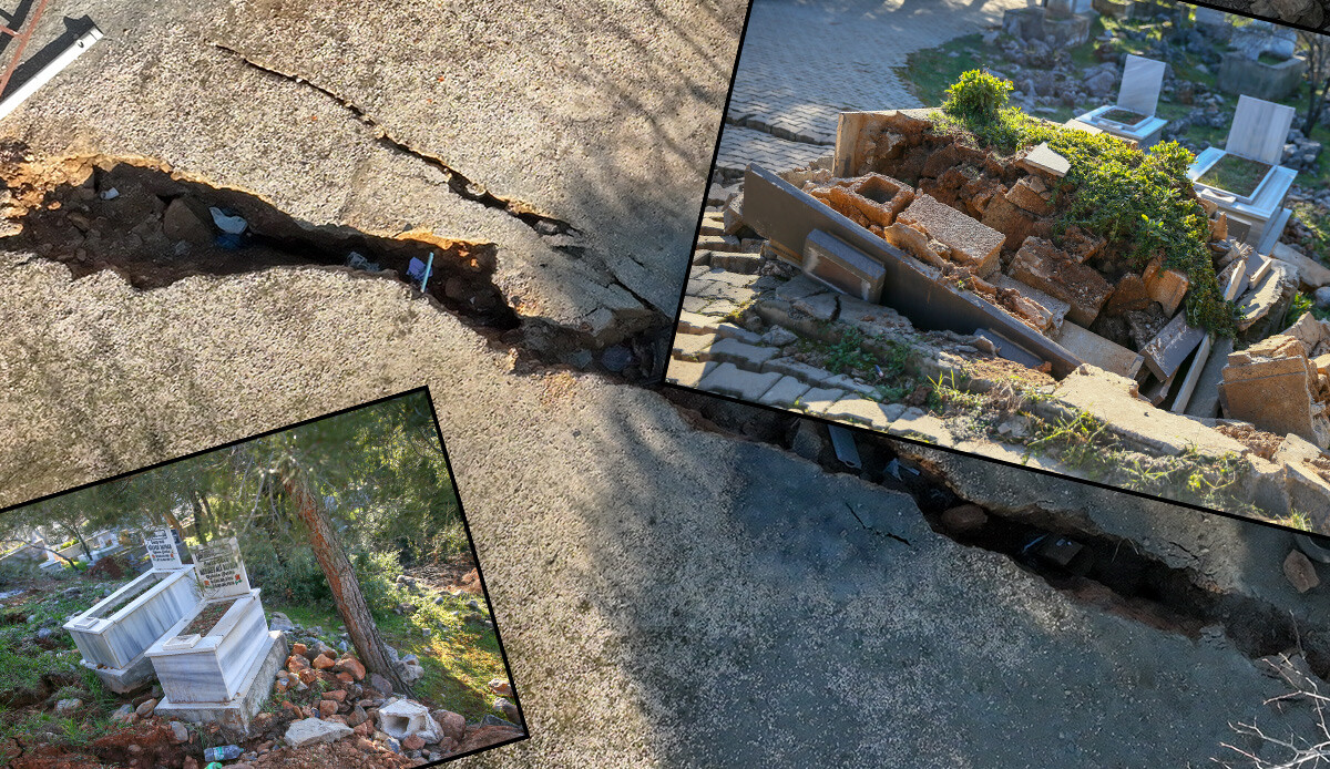 Deprem sonrası tüyler ürperten manzara! Fay hattı mezarlıkları ortadan ikiye yardı, köy ikiye bölündü