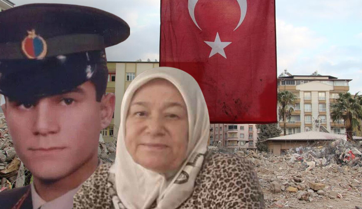 Depremde şehit oğlunun adının verildiği apartmanın enkazı altında kalarak can verdi: Onlardan geriye asılı olan Türk bayrağı kaldı