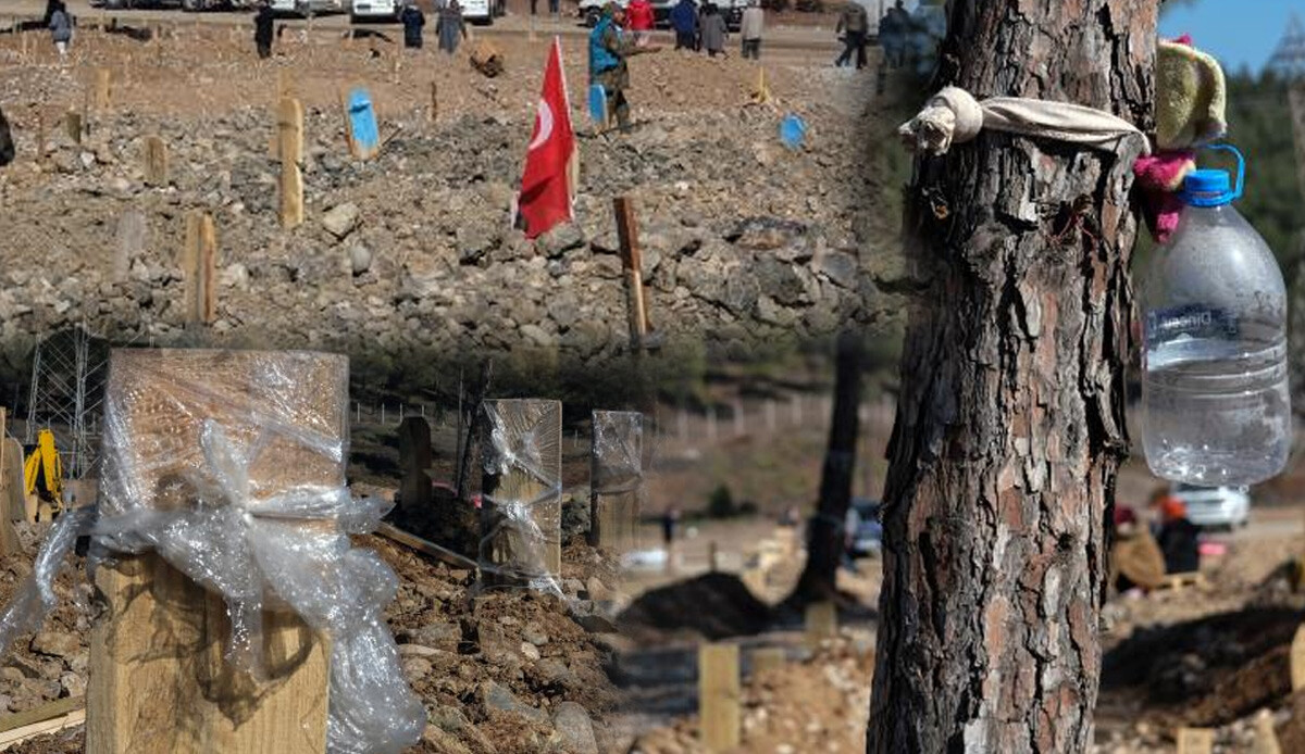 Depremden geriye kalan en acı iz! Mezar yerlerini kaybetmemek için bırakılan işaretler yürekleri dağladı