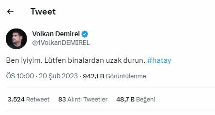 Hatay'da bulunan Volkan Demirel'den vatandaşlara 'deprem' uyarısı: Lütfen binalardan uzak durun