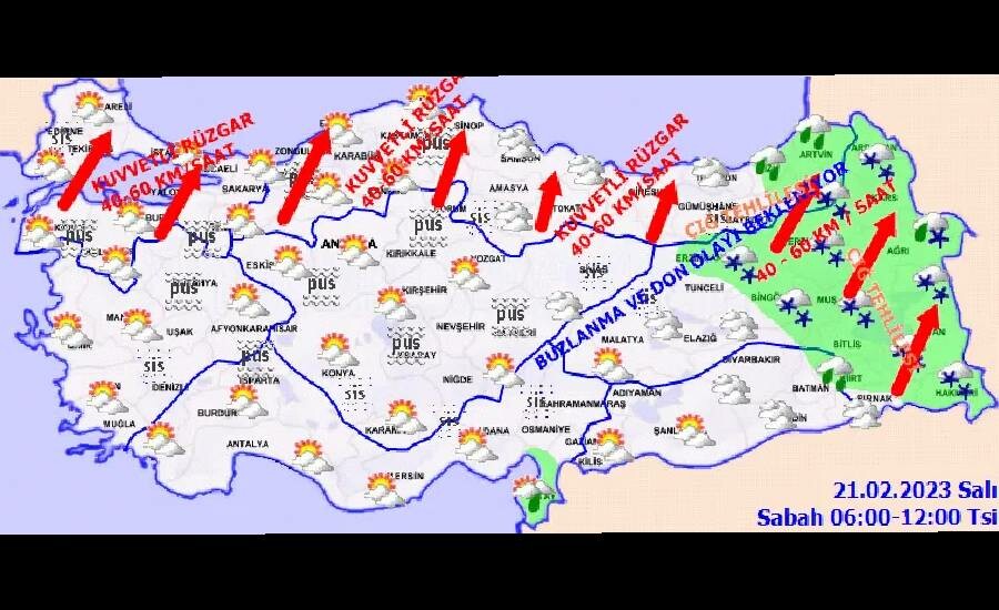 Meteoroloji'den kar ve kuvvetli yağış uyarısı! 21 Şubat Salı 2023 hava durumu