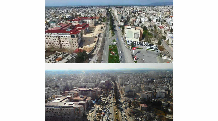 Depremin şiddetini gözler önüne seren fotoğraf: Binaların yerinde yeller esiyor Depremin şiddetini gözler önüne seren fotoğraf: Binaların yerinde yeller esiyor