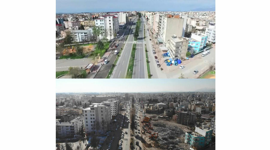 Depremin şiddetini gözler önüne seren fotoğraf: Binaların yerinde yeller esiyor Depremin şiddetini gözler önüne seren fotoğraf: Binaların yerinde yeller esiyor