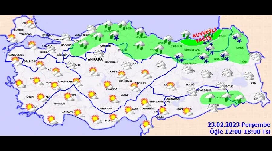 Meteorolojiden 3 kente kar ve çığ uyarısı! İşte 23 Şubat hava durumu
