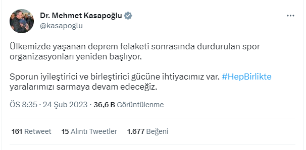 Deprem felaketi nedeniyle ara verilen spor organizasyonları yeniden başlıyor