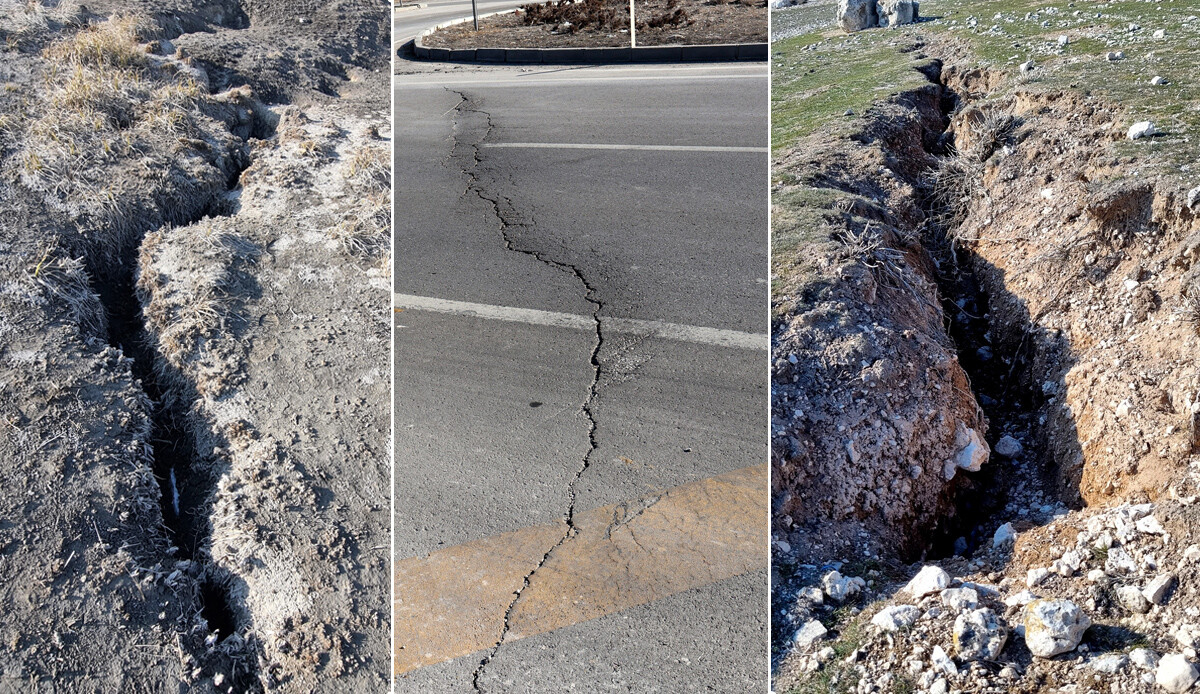 Niğde ve Konya'daki depremlerden etkilenen Aksaray’da araziler yarıldı, yollarda çatlaklar oluştu