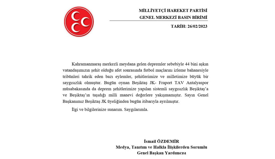 MHP lideri Devlet Bahçeli Beşiktaş kulüp üyeliğinden istifa etti, "istifa" sloganlarına tepkiler artıyor MHP lideri Devlet Bahçeli Beşiktaş kulüp üyeliğinden istifa etti, "istifa" sloganlarına tepkiler artıyor